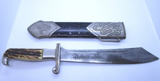 WWII GERMAN RAD DAGGER EICKHORN STAG