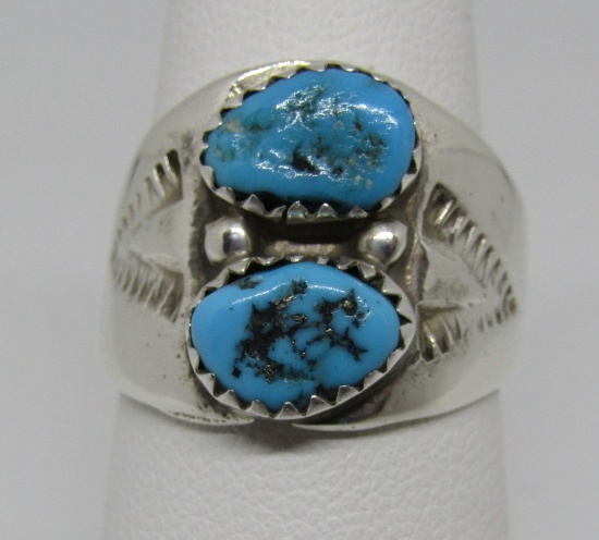 SLEEPING BEAUTY TURQUOISE RING STERLING SILVER