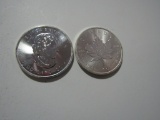 2 PURE SILVER CANADIAN MAPLE LEAF COINS 2014
