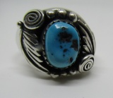 SIGNED RB TURQUOISE RING STERLING SILVER SIZE 11