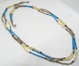 TURQUOISE HEISHI BEAD NECKLACE STERLING SILVER