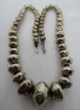 YAZZI STERLING SILVER BEAD NECKLACE NAVAJO PEARLS