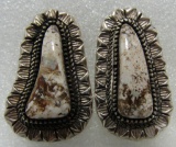 WILLETO WHITE BUFFALO TURQUOISE EARRINGS STERLING