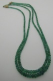 14K GOLD 100CT EMERALD NECKLACE FACETED BEAD