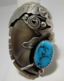 LANDOLL BENALLY BEAR CLAW TURQUOISE RING STERLING