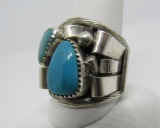 TURQUOISE RING STERLING SILVER SIZE 11.5