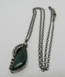 SIGNED DG MALACHITE NECKLACE STERLING SILVER