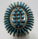 WYACO ZUNI TURQUOISE RING STERLING SILVER PETIT PT