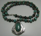 TURQUOISE NECKLACE & PENDANT STERLING SILVER