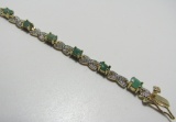 EMERALD DIAMOND GOLD VERMEIL ON STERLING BRACELET