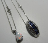 PAIR STERLING SILVER PENDANT NECKLACES