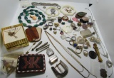 LARGE LOT NICE COSTUME JEWELRY BUCKLES AMETHYST