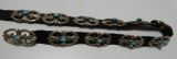 SIGNED K TURQUOISE CONCHO BELT STERLING SILVER