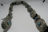 M TURQUOISE BUTTERFLY CONCHO BELT STERLING SILVER