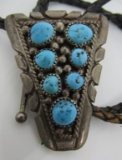 SLEEPING BEAUTY TURQUOISE BOLO TIE STERLING SILVER