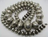 YAZZI NAVAJO PEARLS BENCH BEAD NECKLACE STERLING SILVER
