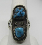 VINTAGE STERLING SILVER TURQUOISE NAVAJO RING