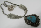 KIRK TURQUOISE NECKLACE STERLING SILVER SQUASH