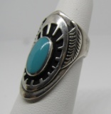 BEN NIGHTHORSE GEM TURQUOISE RING STERLING SILVER