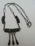 PETIT POINT TURQUOISE NECKLACE STERLING SILVER