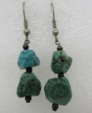 TURQUOISE NUGGET EARRINGS STERLING SILVER