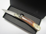 AKC ITALY STAG HANDLE SWITCHBLADE LEVERLOCK