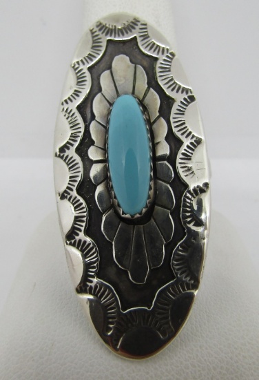 KS MARK TURQUOISE RING STERLING SILVER CONCHO
