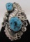 YAZZIE TURQUOISE RING STERLING SILVER SQUASH BLOSSO