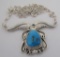 RUNNING BEAR TURQUOISE NECKLACE STERLING SILVER