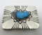 SIGNED STERLING SILVER TURQUOISE BELT BUCKLE 47G