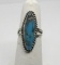 SIGNED S TURQUOISE STERLING SILVER NAVAJO RING
