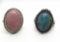 LOT OF 2 TURQUOISE & PINK AGATE STERLING RINGS