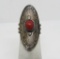 OLD PAWN RED CORAL STERLING SHIELD RING