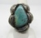 LARGE OLD PAWN TURQUOISE STERLING SILVER RING