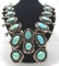 293G OLD PAWN STERLING TURQUOISE SQUASH BLOSSOM NECKLACE