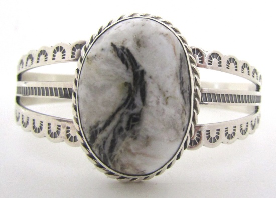 WHITE BUFFALO TURQUOISE CUFF BRACELET STERLING