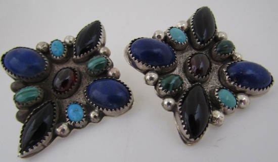 DANIEL ETSITTY TURQUOISE EARRINGS STERLING SILVER