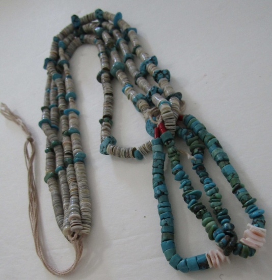 JACLA TURQUOISE HEISHI 36" NECKLACE 2 STRANDS