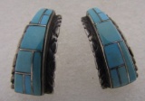 INLAY TURQUOISE EARRINGS STERLING SILVER