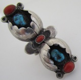 JN HUGE TURQUOISE CORAL RING STERLING SILVER
