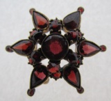 ANTIQUE BOHEMIAN GARNET STAR PIN BROOCH VICTORIAN