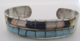 INLAY TURQUOISE CUFF BRACELET STERLING SILVER