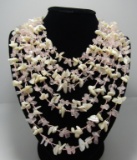 ROSE QUARTZ MOTHER OF PEARL WATERFALL NECKLACE