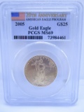 2005 GOLD $25 DOLLAR EAGLE COIN MS 69 PCGS