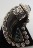 BEAR CLAW TURQUOISE RING STERLING SILVER SIZE13