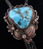 YAZZIE TURQUOISE BOLO TIE NECKLACE STERLING SILVER