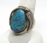 SIGNED JC TURQUOISE STERLING RING 22G SZ10