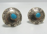 STERLING SILVER TURQUOISE CONCHO CUFFLINKS