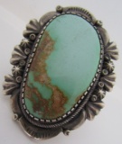 MONUMENTAL CARICO LAKE TURQUOISE RING STERLING