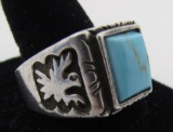 MAN'S TURQUOISE RING STERLING SILVER SIZE 13